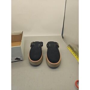 SO Olav Black T-Strap Platform Mules Chunky Lug Sole Buckle Slides Womens 9. 5